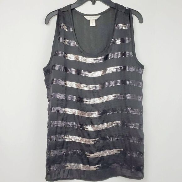 Christopher & Banks SMALL Black Sequin Tank Top - Picture 1 of 4